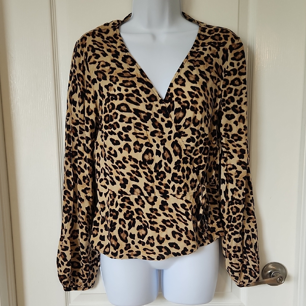 H&M Leopard Print Wrap Blouse